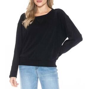 NEW ARIELLA long sleeve crewneck knit top in black